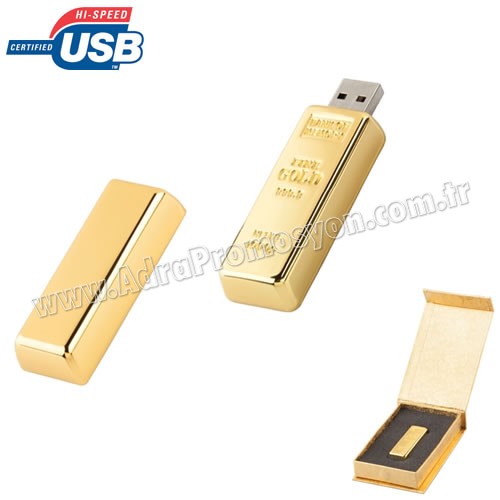AFB3288-8 Promosyon Altın Flash Bellek 8 GB - Külçe Altın Formunda - Metal