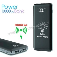 Kablosuz Taşınabilir Telefon Şarj Aleti 10000 mAh - Işıklı Baskı - Dijital Ekranlı APB3834