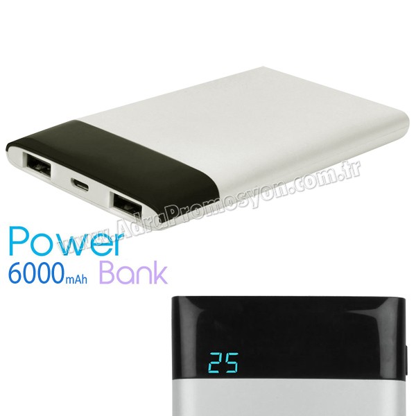 Power Bank 6000 mAh - Dijital Göstergeli - 2 Çıkışlı APB3802