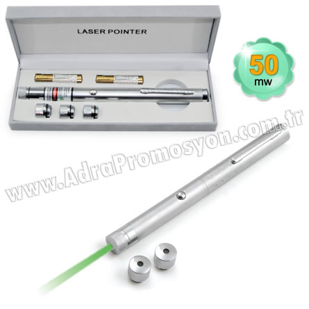 Promosyon 50 Mw Yeşil Lazer Pointer 3 Başlıklı GLP7513-53