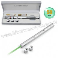 Promosyon 50 Mw Yeşil Lazer Pointer 3 Başlıklı GLP7513-53