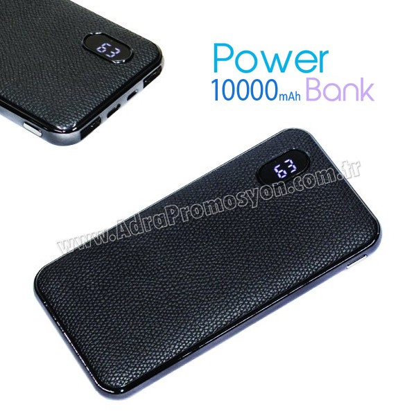 Deri Toptan Powerbank 10000 mAh - Dijital Göstergeli - 2 Çıkışlı APB3824