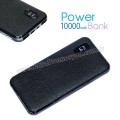 APB3824 Promosyon Deri PowerBank 10000 mAh - Dijital Göstergeli - 2 Çıkışlı