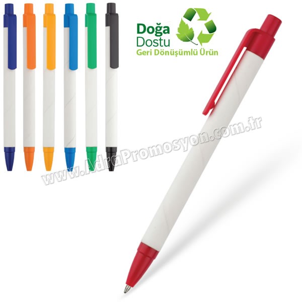 Promosyon Geri Dönüşümlü Kalem - Beyaz Gövdeli Tükenmez AGD24135 Promosyon Geri Dönüşümlü Kalem - Beyaz Gövdeli Tükenmez AGD24135
