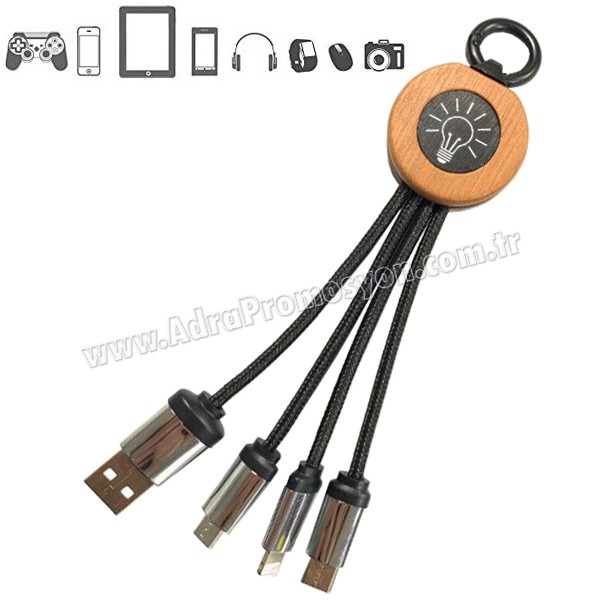 Işıklı Şarj Kablosu 3 Lü APB3814 Işıklı Şarj Kablosu 3 Lü APB3814