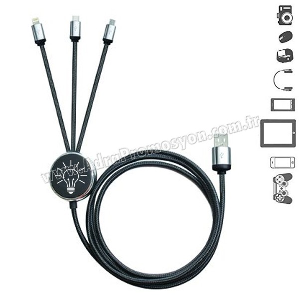 Işıklı Şarj Kablosu 3 Lü APB3816 Işıklı Şarj Kablosu 3 Lü APB3816