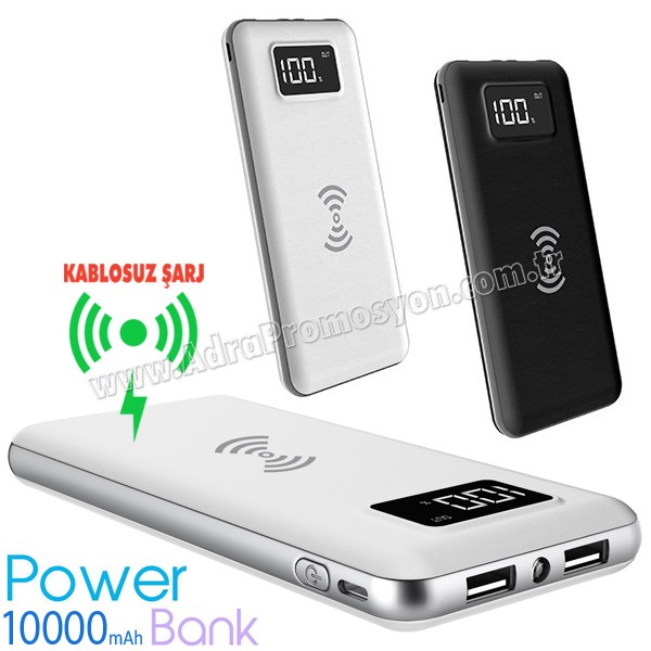 Kablosuz Baskılı Powerbank 10000 mAh - 2 Çıkışlı - Dijital Göstergeli APB3832