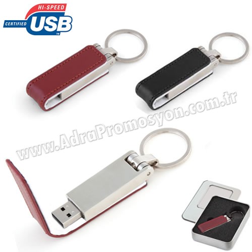 Promosyon Metal Flash Bellek 16 GB - Deri Koruyuculu AFB3291-16