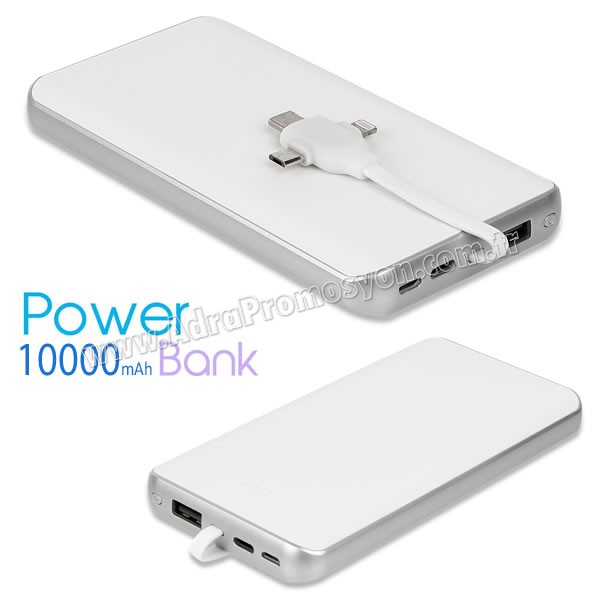 Promosyon Powerbank 10000 mAh - Kendinden Kablolu APB3774