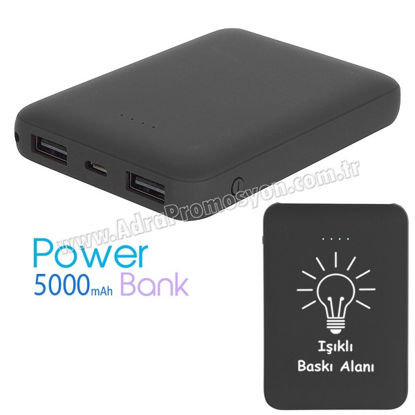 Baskılı Powerbank 5000 mAh - 2 Çıkışlı APB3803