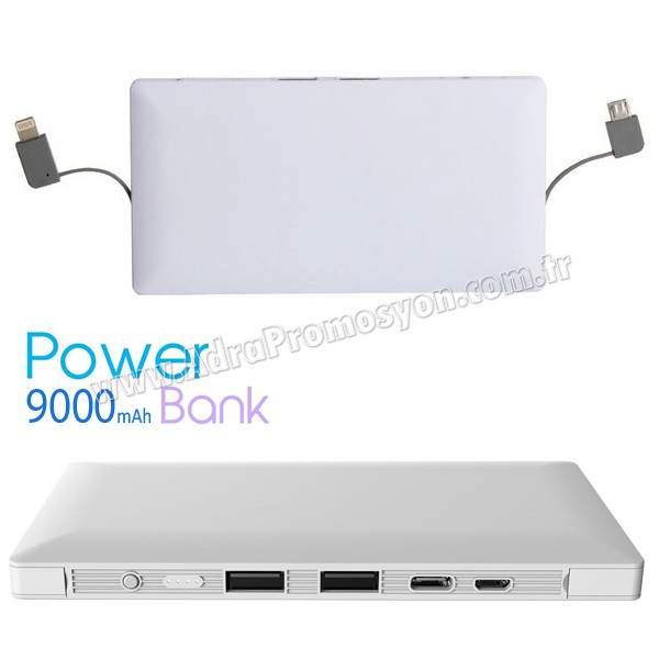 Li Polymer Power Bank 9000 mAh - Kendinden Kablolu APB3831