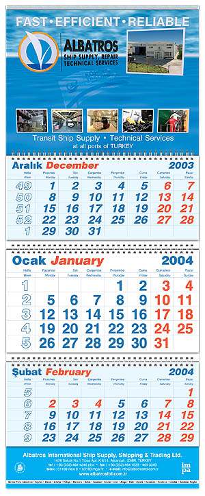 Promosyon Standart Gemici Takvimi GTG770 Promosyon Standart Gemici Takvimi GTG770